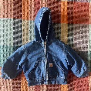 Carhartt Canvas Flannel Quilt Lined Zip Hooded Coat